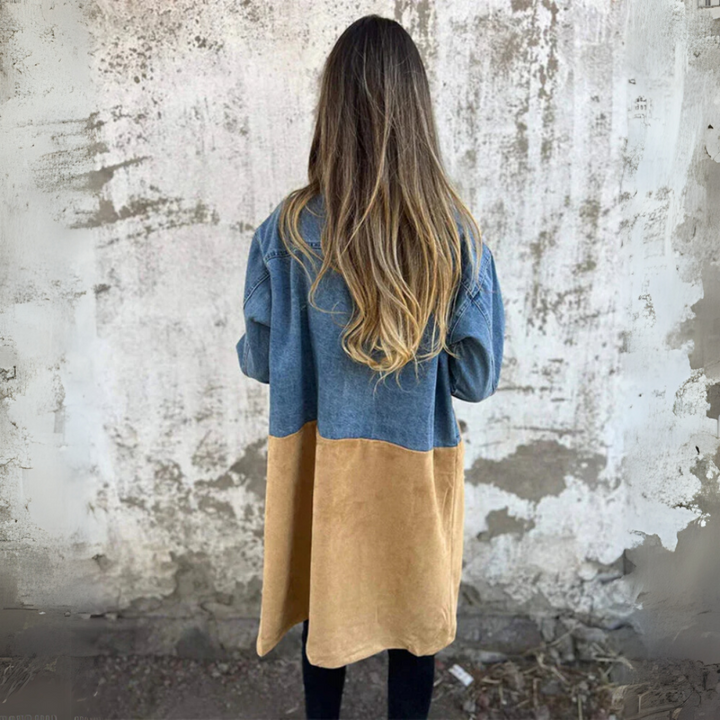 Camden Two-Tone Trench – Denim & Suede Blend