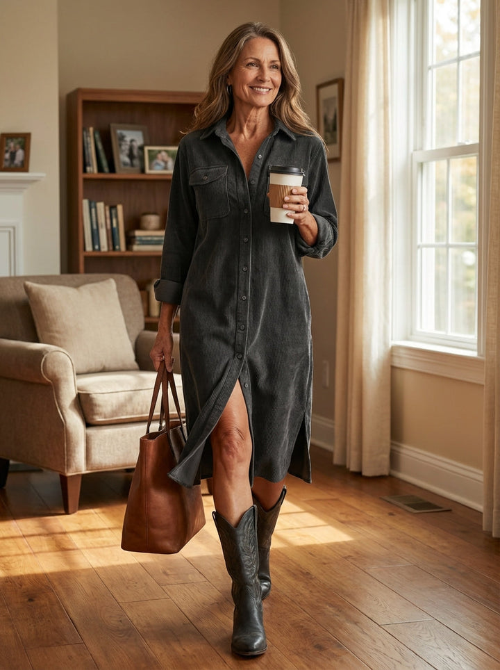 Heather - Corduroy Midi Dress
