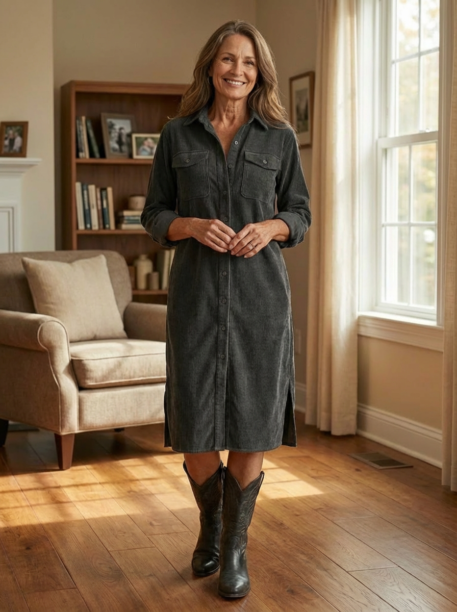 Heather - Corduroy Midi Dress